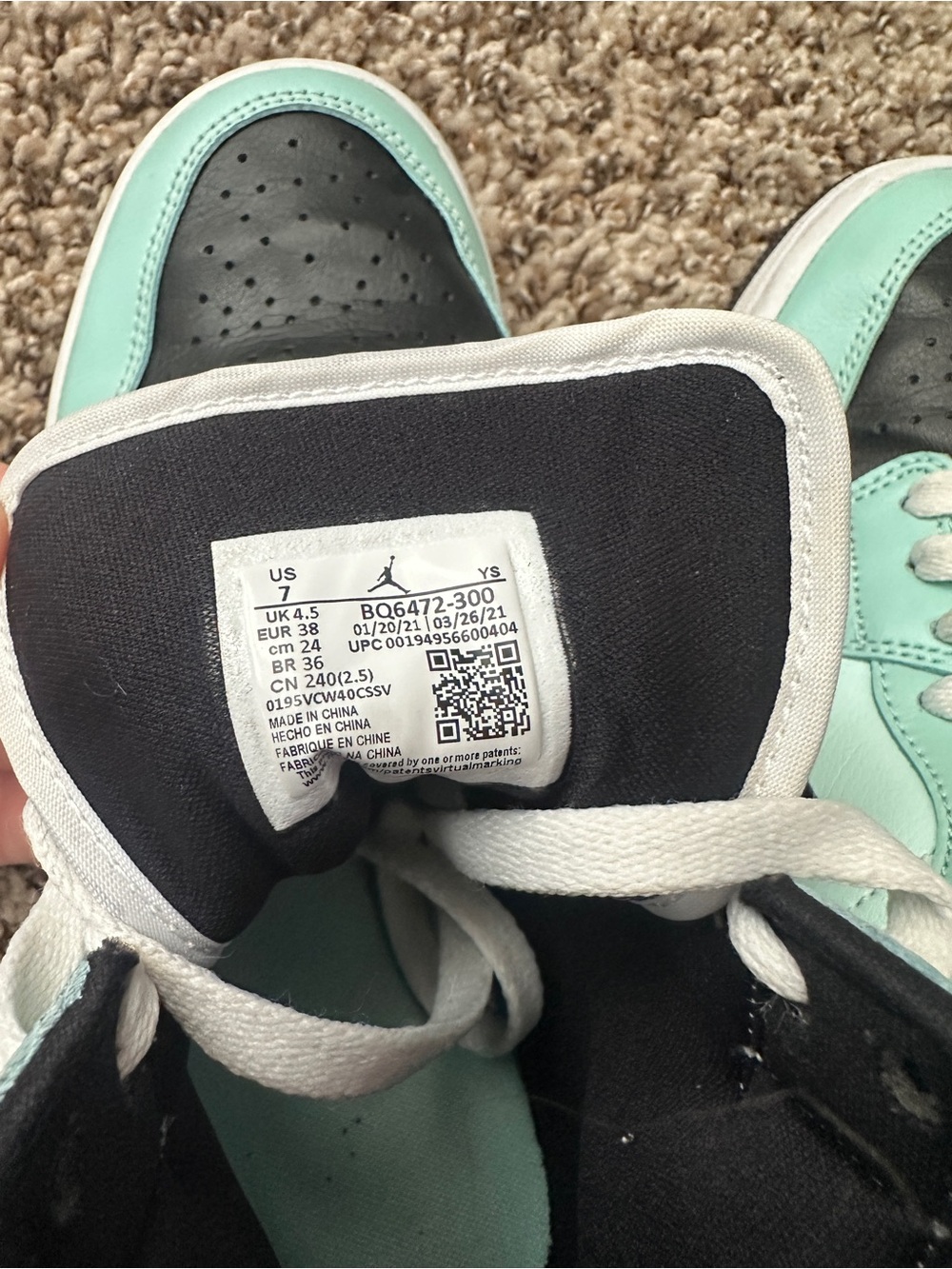 Jordan Mid Sneakers Light Dew/Teal Tint/White/Black - Picture 5 of 5